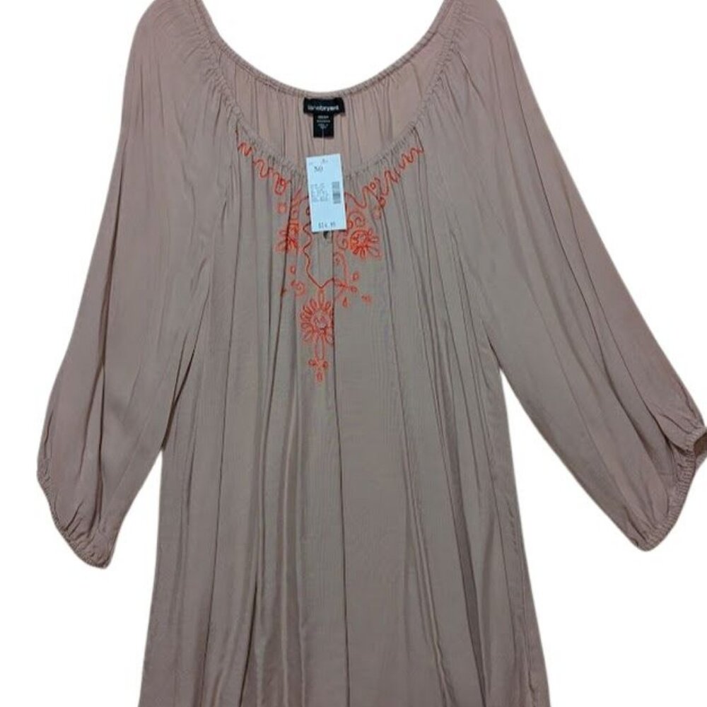 NWT VTG Y2K Lane Bryant Beige Hippy Boho Peasant Tunic Top Smock Fairy Sz 22/24